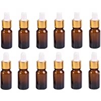 12 botellas de cristal ámbar recargables vacías- 5 ml- con cuentagotas para maquillaje- aceites esenciales- perfumes…